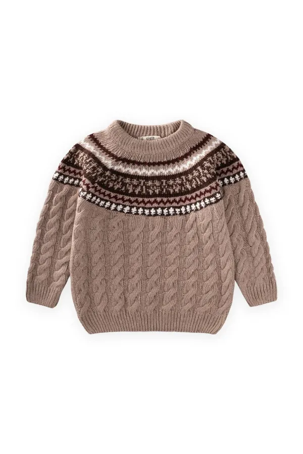 Pull en maille à motifs, 2-8 ans, beige