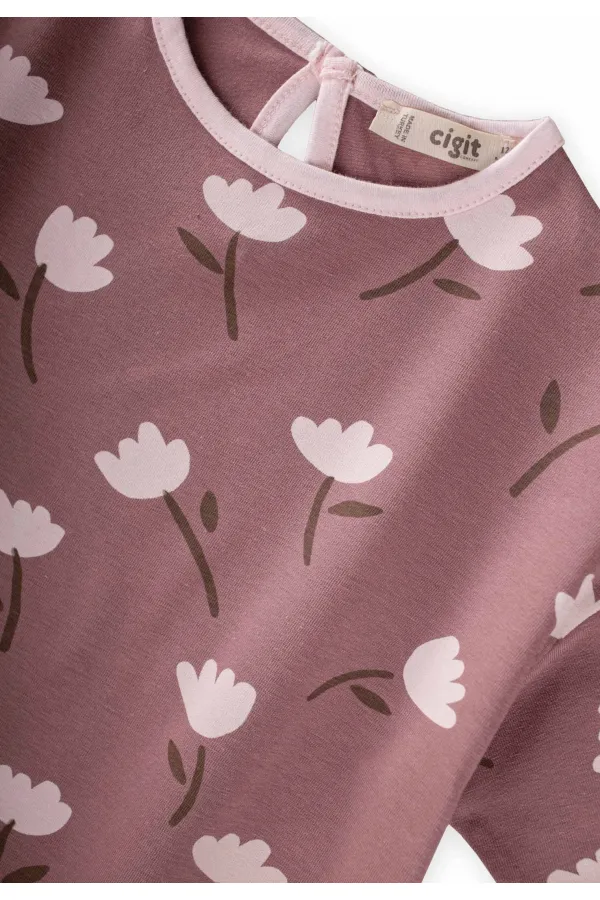 Desenli Oversize Şortlu Takım 1-7 Yaş Bakır