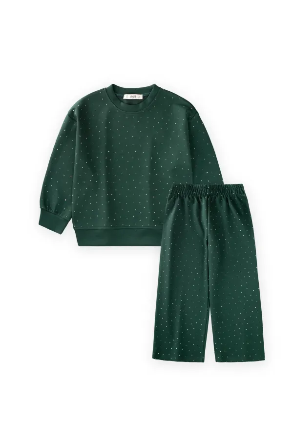 Komple Taşlı Modal Takım 8-13 Yaş Yeşil