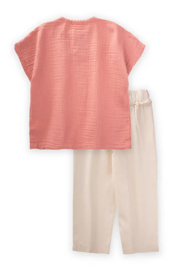 Ensemble pantalon large coupe oversize, 3-10 ans, rose pâle