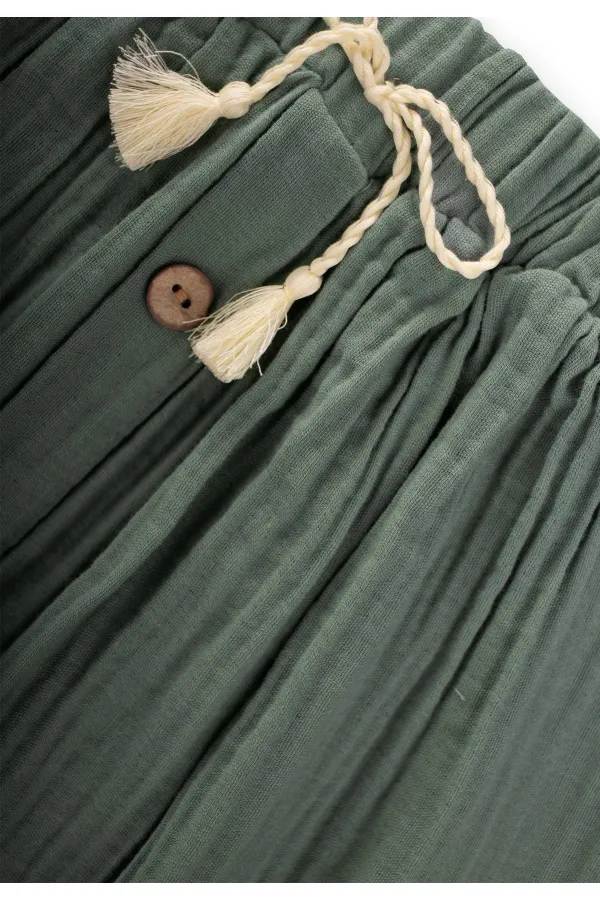 Jupe en mousseline biologique 2-8 ans, vert kaki