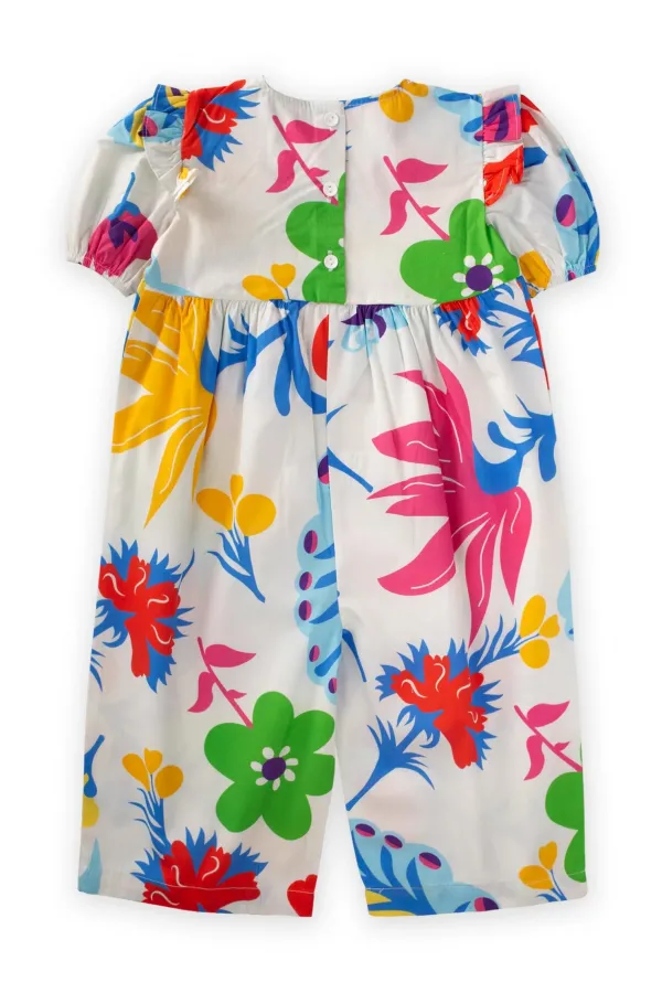 Salopette en popeline pour enfants de 2 à 7 ans, motif écru