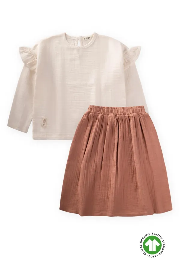 Organic Oversize Bohemian Blouse Long Skirt Suit 2-8 Years Natural