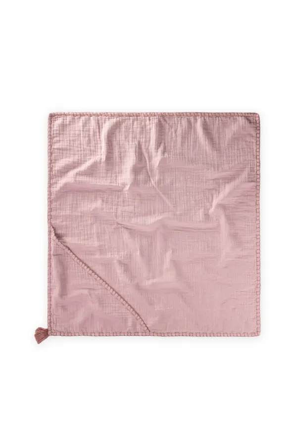Serviette triangulaire en mousseline double épaisseur faite main (lavée) 75 x 75 cm lilas