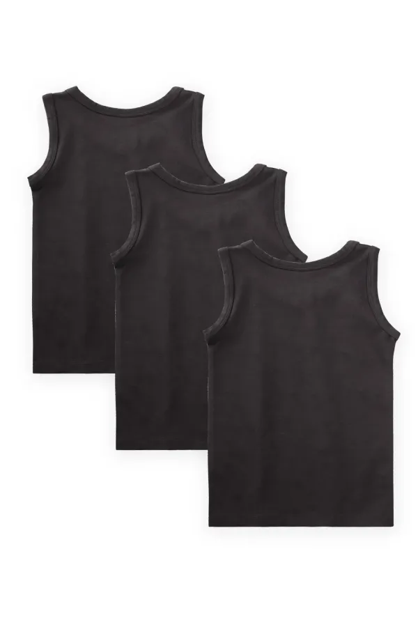 Üçlü Geniş Askılı Atlet Set 2-9 yaş Siyah