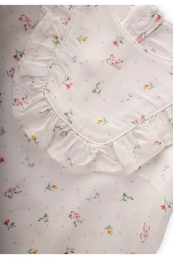 Crispy Flower Patterned Baby Set 0-3 Years Ecru