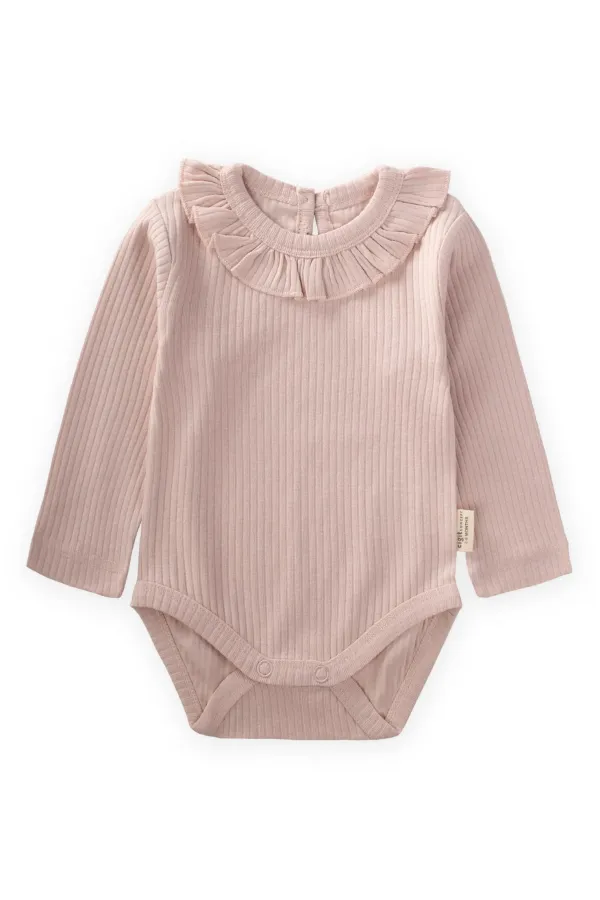 Body à col volanté, saisonnier, 0-3 ans, rose poudré