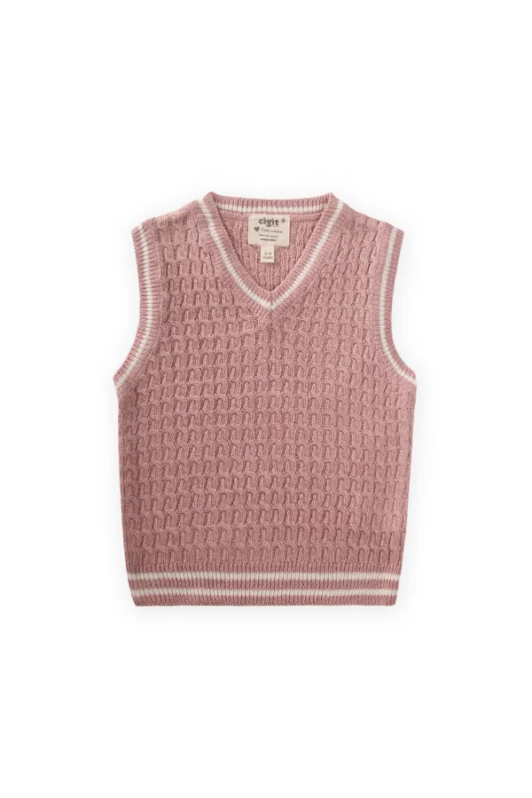 Pull en maille rose poudré pour enfants de 3 à 9 ans