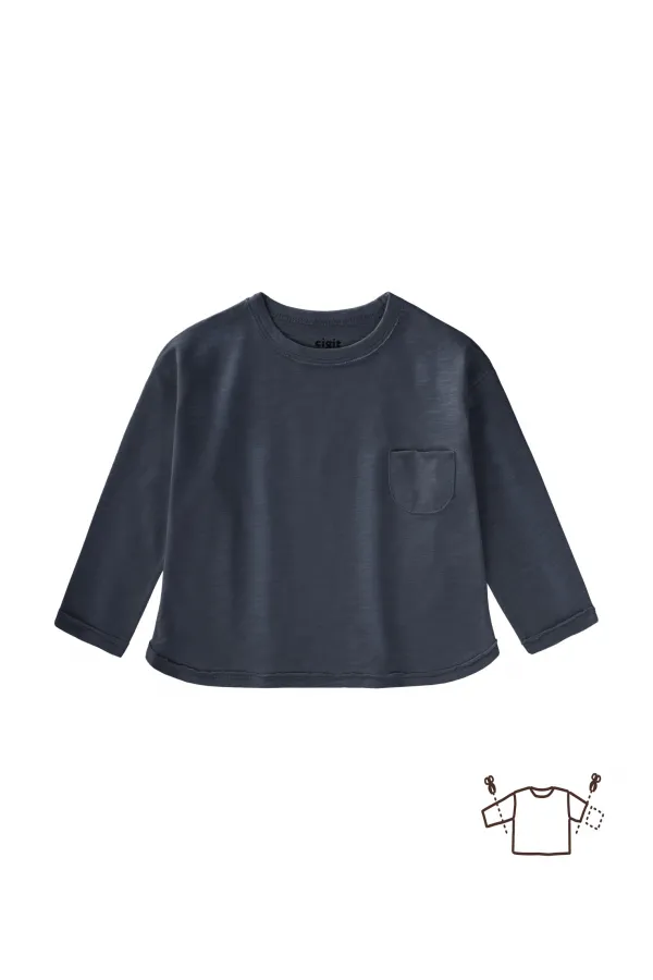 T-shirt saisonnier à manches longues, 1 à 7 ans, bleu marine