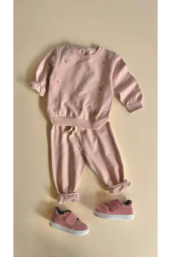 Sweatshirt Set for 1-7 Years Old Powder Pink