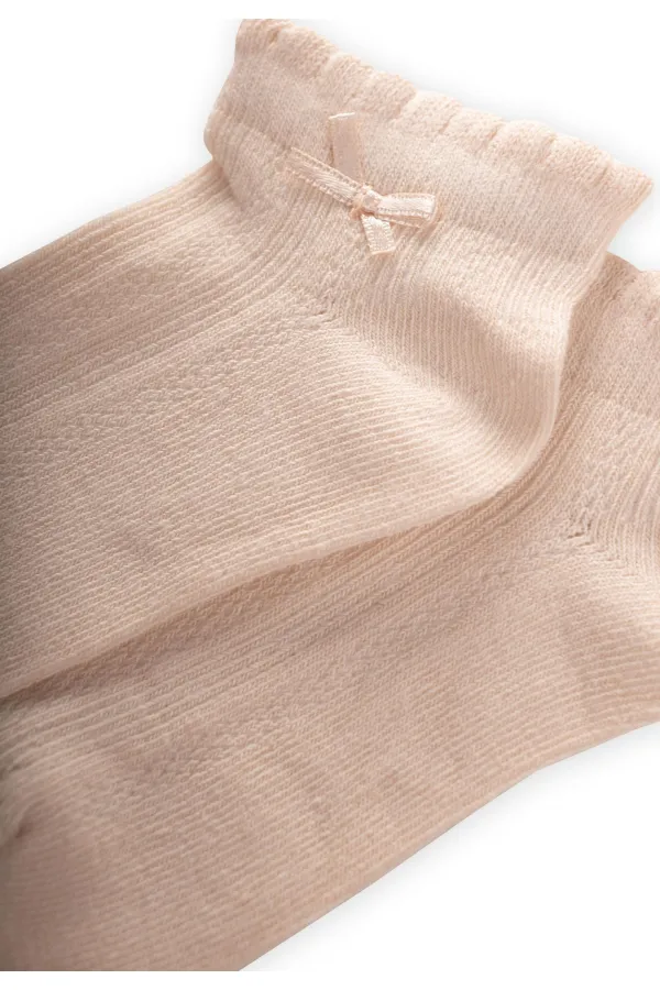 Chaussettes-chaussons pour enfants avec nœud en relief, couleur sable, 5-12 ans