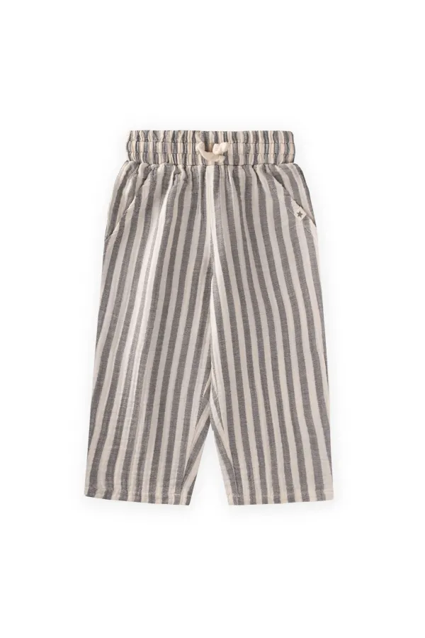 Müslin Pantolon 1-10 Yaş Antrasit Kalın Çizgili