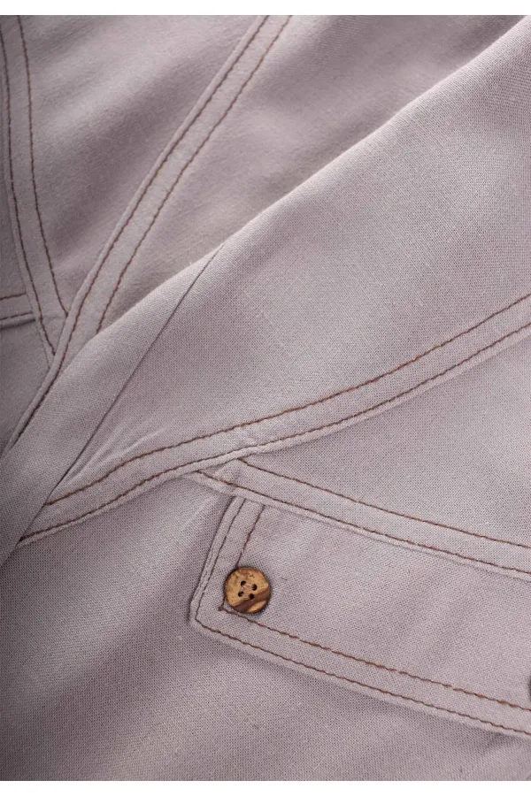 Dizi Kapaklı Keten Pantolon 2-7 Yaş A gri