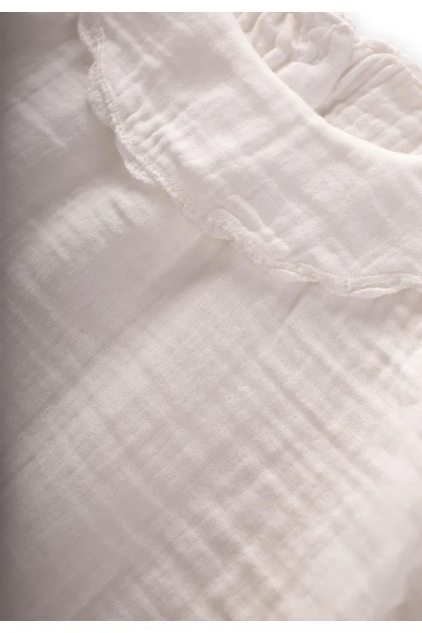 Bebe Yakalı Kot Şortlu Takım 0-4 Yaş Ekru