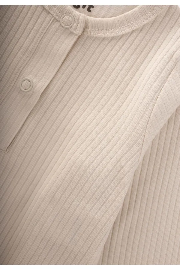 Basic Ribbed Bodysuit Set for 0-3 Years Old Light Beige