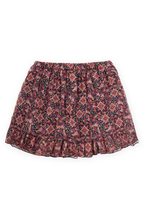 Jupe de saison en mousseline à motifs pour fille de 1 à 8 ans, noire