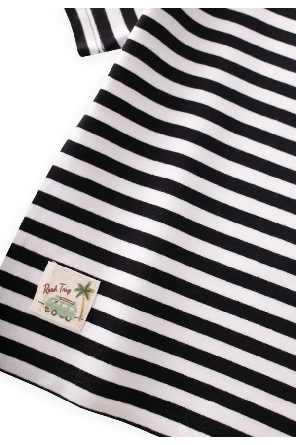 Striped Shorts Set, Ages 1-7, Black and White Stripes Striped Shorts Set, Ages 1-7, Black and White Stripes