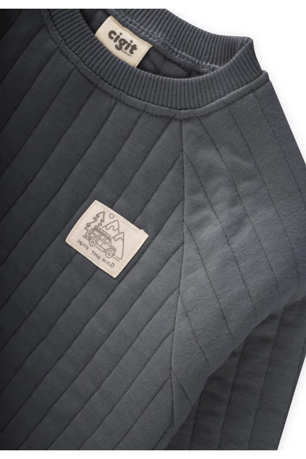 Kapitone Sweatshirt Takım 1-7 Yaş Antrasit