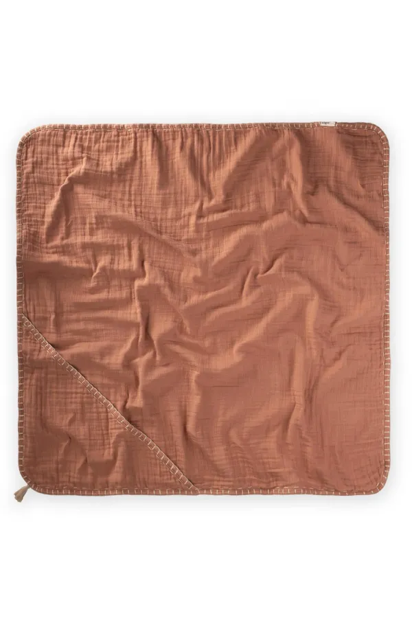 Double Layer Handmade Muslin Triangle Towel (Washed) 75x75 cm Coffee