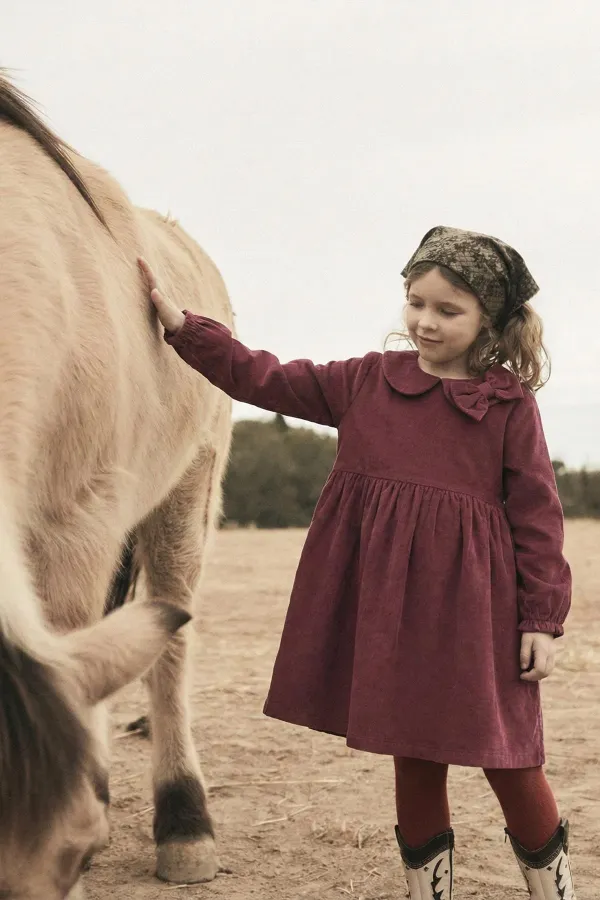 Robe en velours prune 1-8 ans