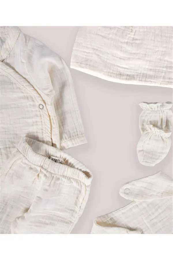 Organic Hospital Discharge Baby Set 0-3 Months Ecru