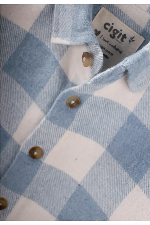 Chemise de bûcheron à carreaux bleus pour enfants de 1 à 9 ans