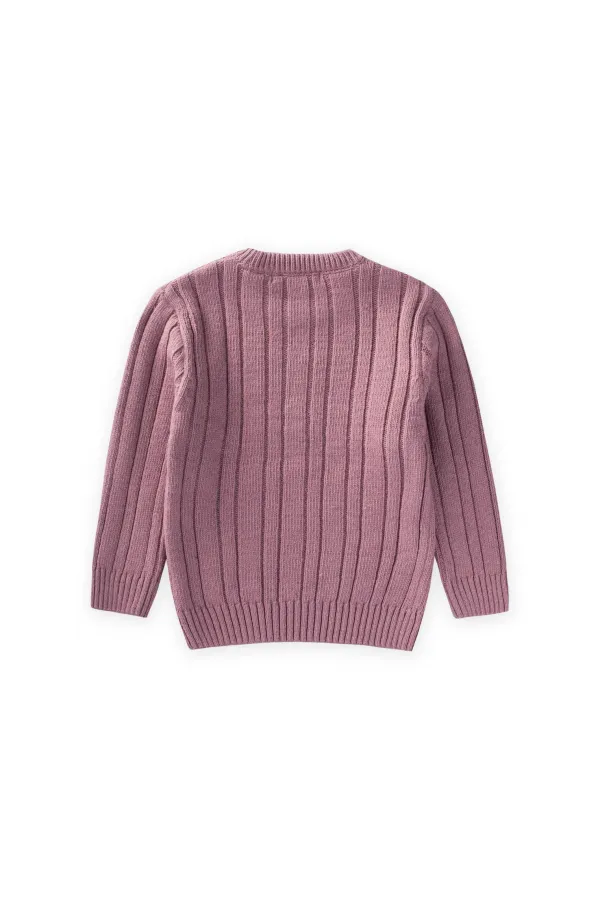 Braided Sweater, Ages 1-8, Rose Pink