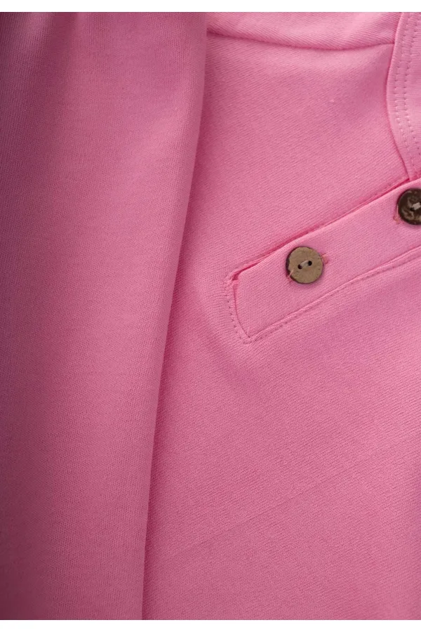 Raglan Sleeve Placket Boys Basic Suit 1-6 Years Pink