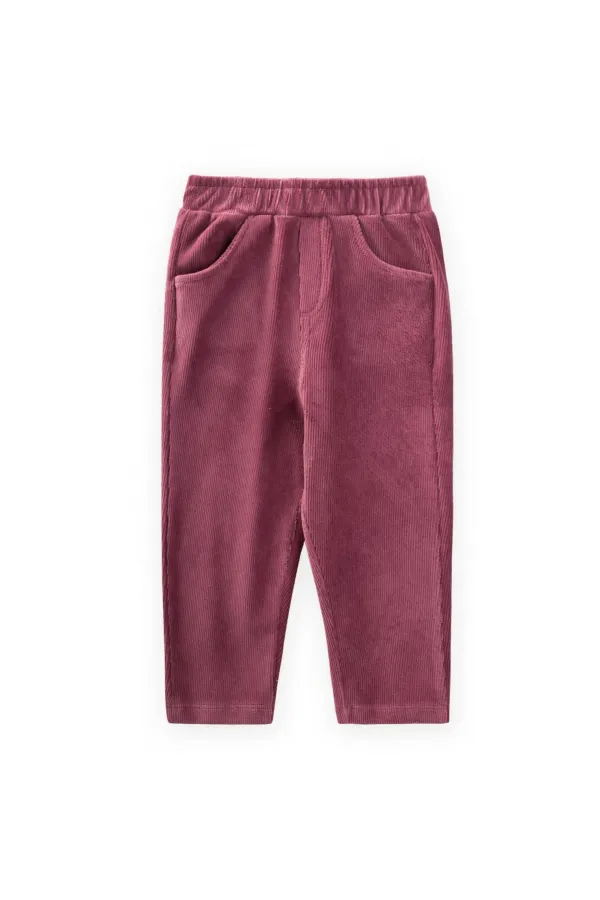 Fitilli Kadife Pantolon 1-8 Yaş Mürdüm