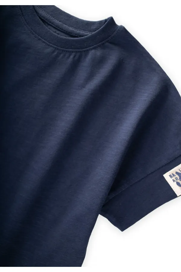 T-shirt bleu marine pour enfants de 2 à 12 ans