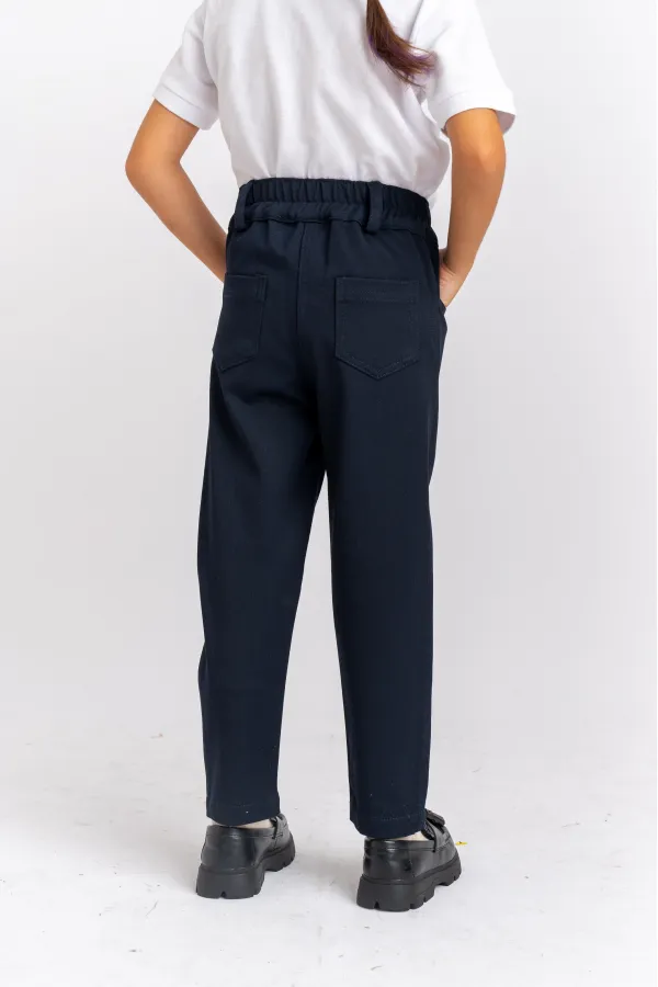 Pantalon en gabardine de lycra, bleu marine, 2-7 ans