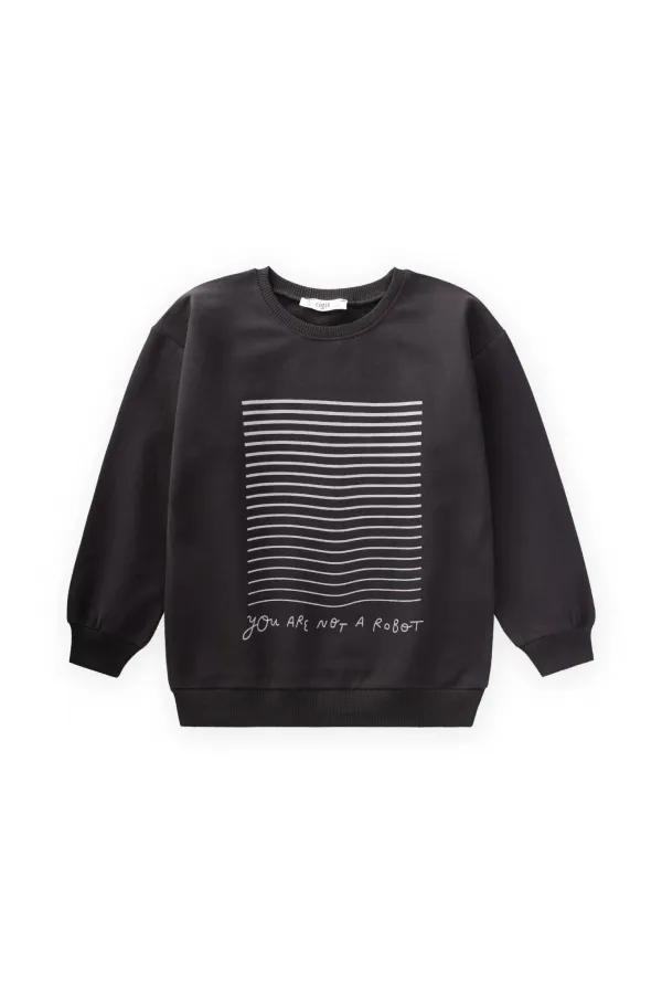 Printed Sweatshirt 4-12 Years Old Black
