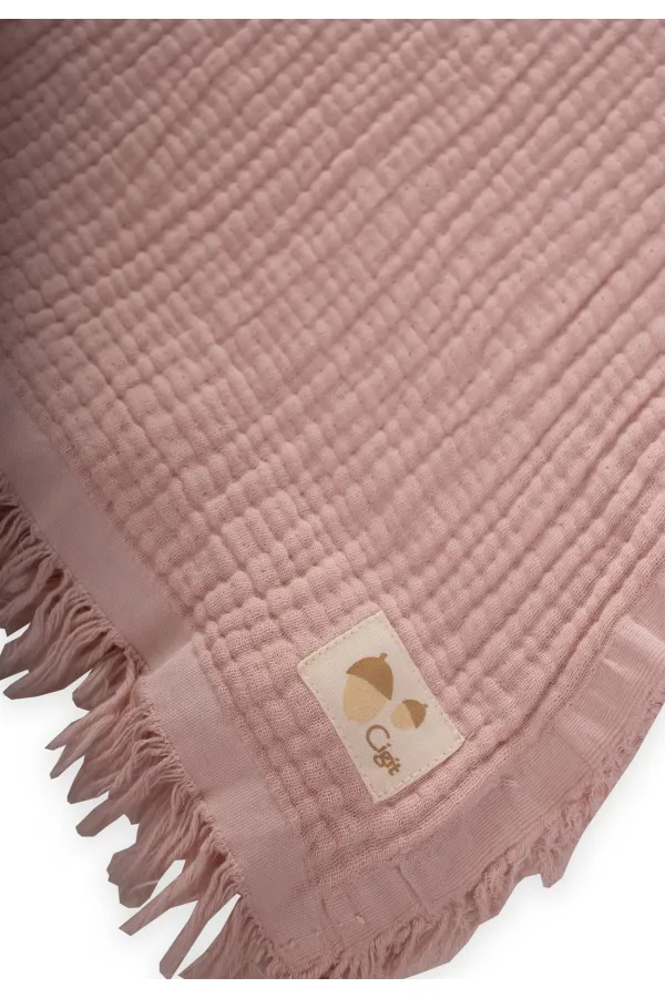 Four Layer Tassel Blanket 80X120 Cm Powder Pink