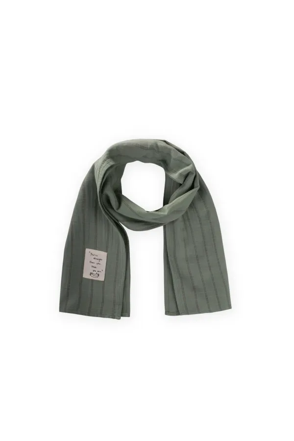 Children's Scarf 25X140 Cm Green Double Striped