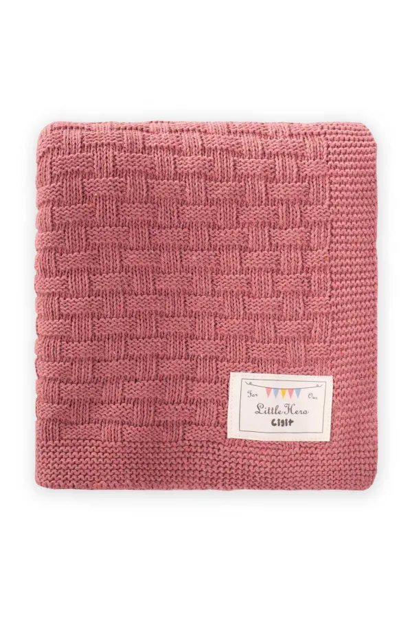 Roman Pattern Knitted Blanket 80X100Cm Dusty Rose