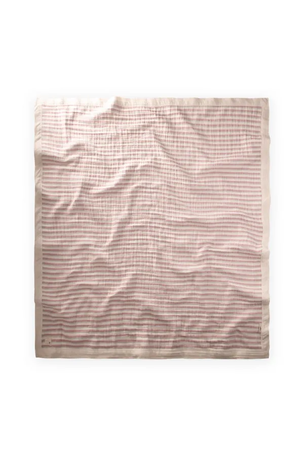 Kalın Biyeli Çift Kat Ham Battaniye 85X90 Cm Mint Yeşili-Gül Kurusu