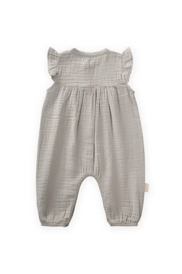 Organic Embroidered Muslin Overalls for 0-3 Years Old Aqua Green