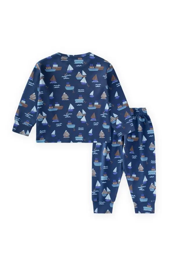 Ensemble pyjama de saison à motifs pour enfants de 1 à 7 ans, bleu marine
