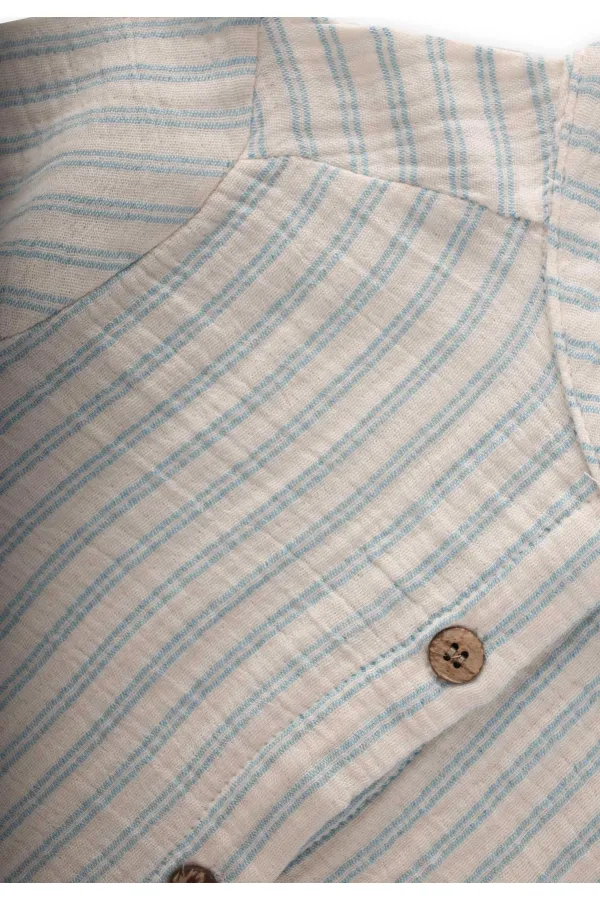 Chemise en mousseline bleue à double rayures, 2-10 ans