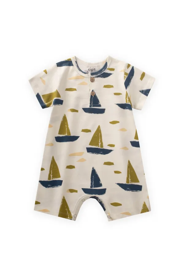 Patterned Overalls 0-4 Years Ecru