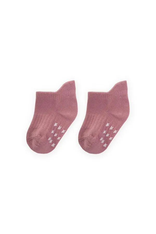 ABS Printed Baby Bootie Socks for 0-4 Years Old Dusty Rose