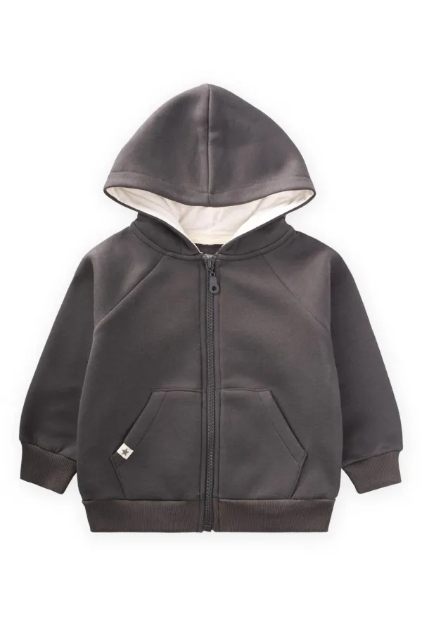 Hooded Zippered Cardigan 1-14 Years Anthracite