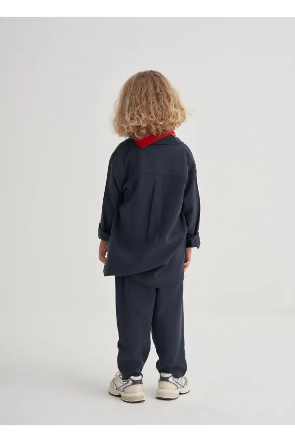 Gömlekli Tencel Takım 2-7 Yaş Lacivert