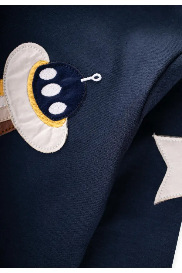 Ensemble pyjama à motifs d'engins spatiaux, 2-8 ans, bleu marine