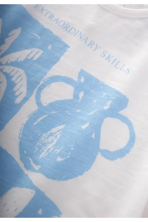 Calm Mood Printed T-Shirt 3-8 Years Old Off White