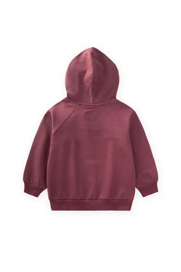 Gilet à capuche zippé prune 1-14 ans