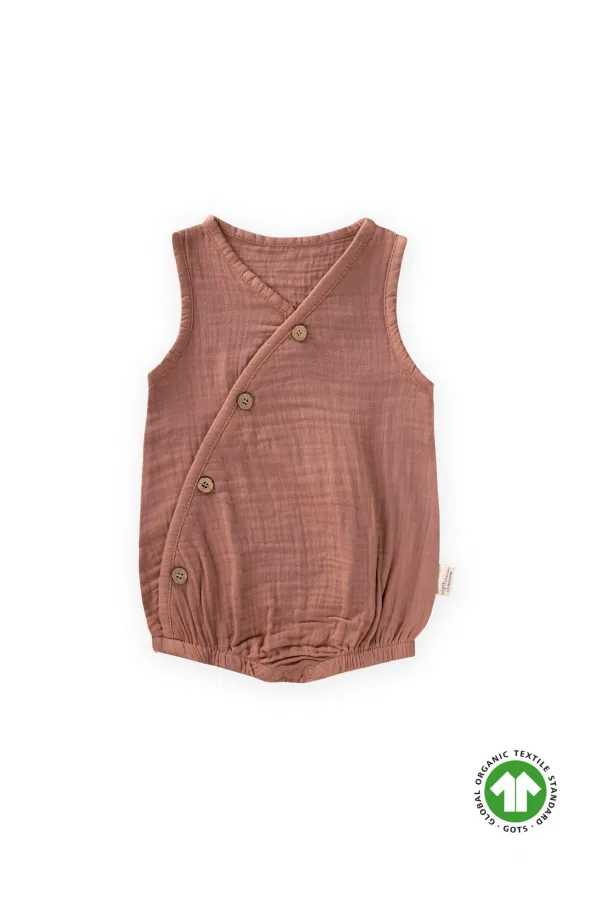 Body cache-cœur en coton bio, 0-3 ans, marron