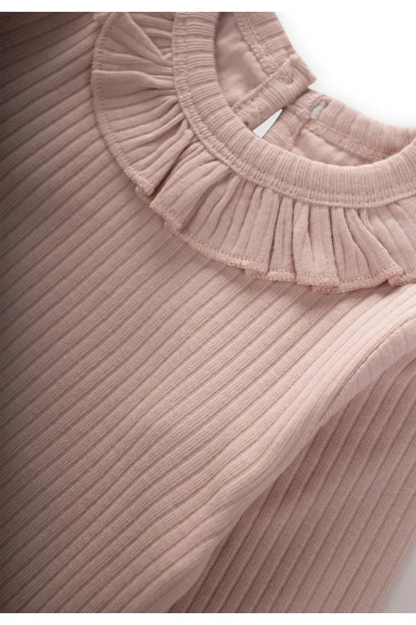 Body à col volanté, saisonnier, 0-3 ans, rose poudré