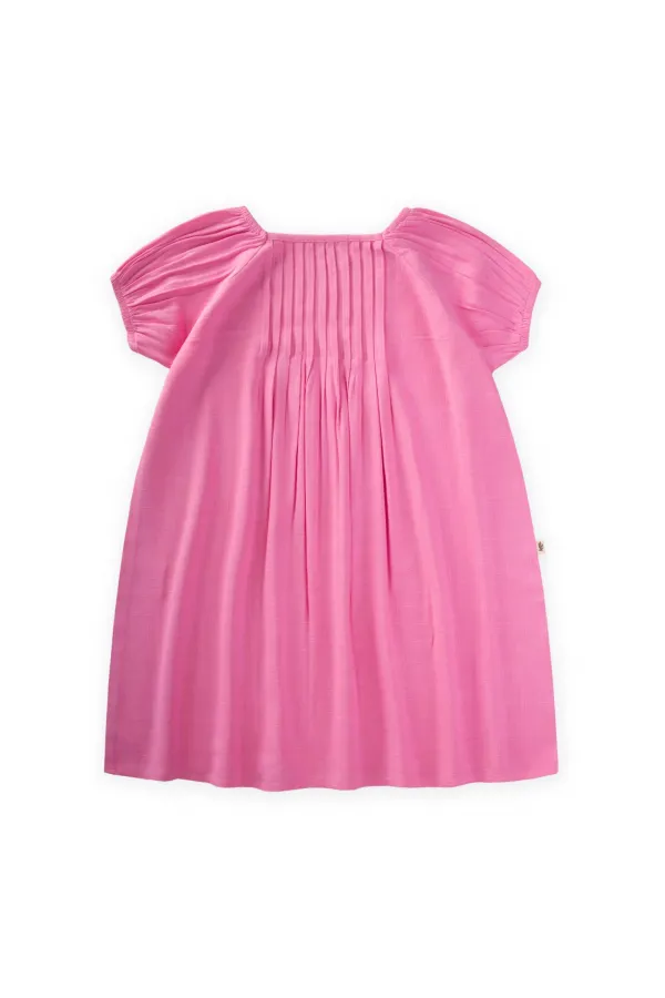 Robe en lin côtelé rose pour enfants de 2 à 7 ans