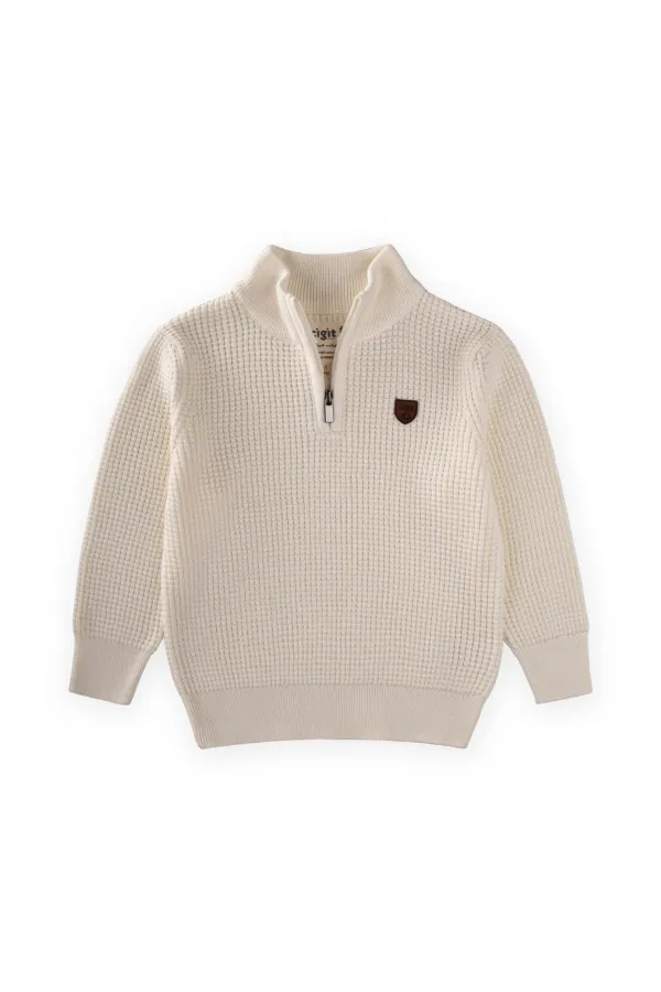 Pull Selanik Knitwear à fermeture éclair, 2-11 ans, écru